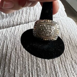 Sterling silver/18k with stones. Size 7.